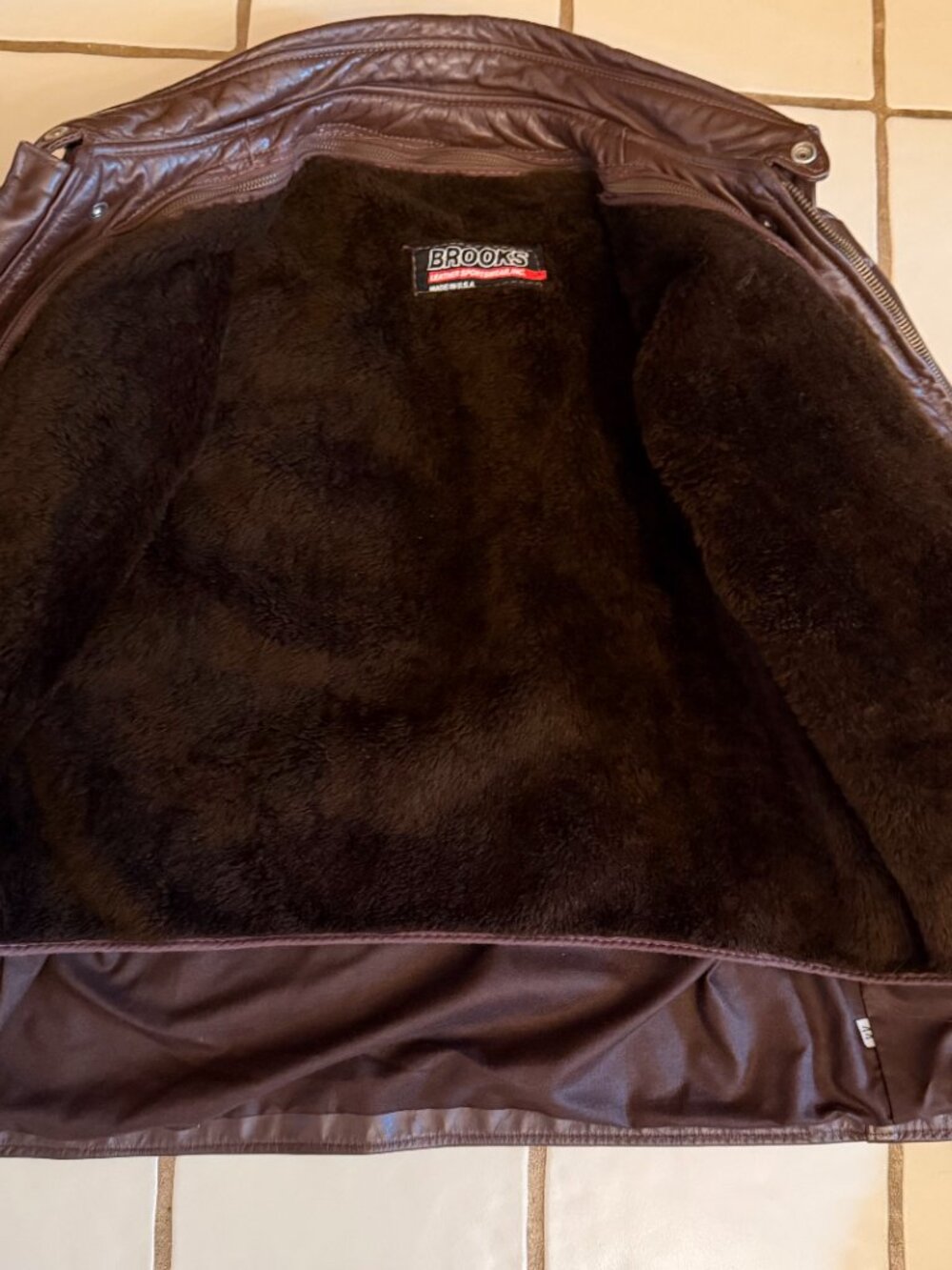 Vintage 70s/80s Brooks Leather Sportswear Cafe Racer Jacket w/ Faux Fur Liner - Picture 2 of 12